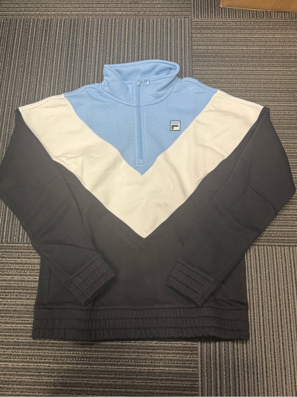 Fila Women's Colorblock Quarter-Zip Sweater - Light Blue/White/Black